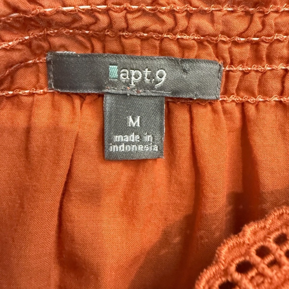 apt. 9 Top Blouse Short Sleeves Square Neck Pullover Women's Medium Orange - Picture 4 of 5